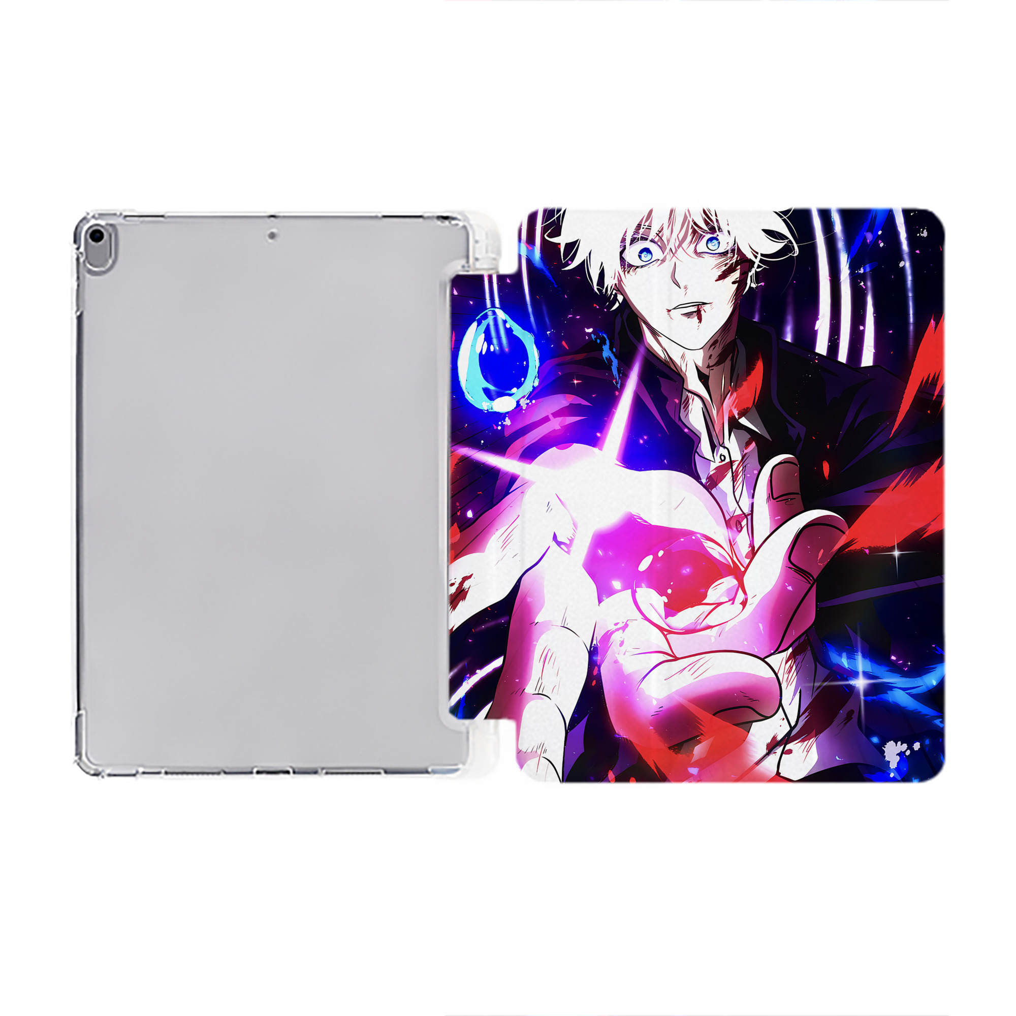 （画像用） 呪術廻戦 Jujutsu Kaisen IPad ケース ペン収納付き 三つ折りスタンド PUレザー×シリコン 対応機種9.5/10.5/10.9インチ